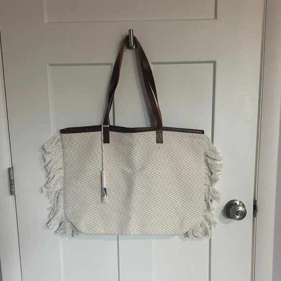 Stylish Cream and Brown Tote Bag - Picture 5 of 5